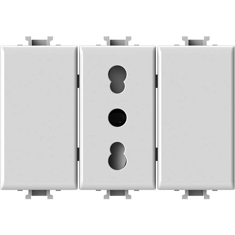 4BOX Prise à double passage avec couvercle à deux trous compatible avec Bticino Matix blanc (1/4)