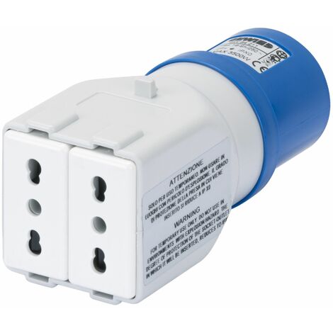 Adaptateur Gewiss de prise de courant industrielle à domestique 2P+T 16A à deux voies GW64211 (1/4)