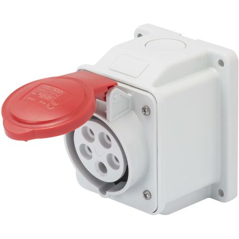 Gewiss – Prise murale 10 degrés IP44 3P+E 16A 380-415V câblage à vis rouge – Pour chantiers humides – Technologie de connexion rapide