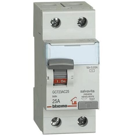 Bticino interrupteur différentiel pur 2P 25A 30mA AC type GC723AC25