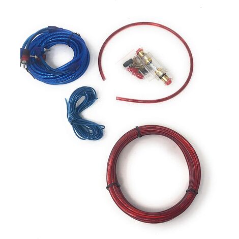 Kit Câbles Pour Caisson De Basses 1500W - 4,5 M Avec Fusible 60A - Pour Installation Ampli Voiture - 10GA