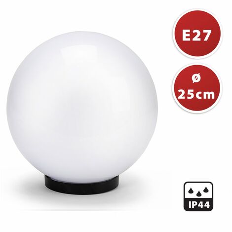 Sphère d'extérieur 250mm – Diffusion 360° – Culot E27 – Matériau PMMA résistant aux chocs – Indice de protection IP44 – Velamp - SPH250