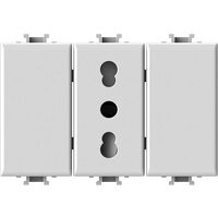 4BOX Prise à double passage avec couvercle à deux trous compatible avec Bticino Matix blanc