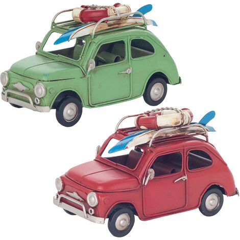 Miniature 2CV Fourgonnette En Métal - Déco Vintage 22 Cm - Blanc Et Rouge - HappyDko