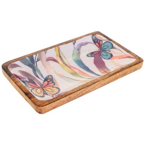 Signes Grimalt Bandeja Cocina  Bandeja Mariposas M Cajas Y Bandejas Marrón 12x18x3cm 34254