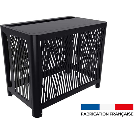 Cache climatisation M noir foncé – Dimensions 1025x840x520mm – Design ajouré pour circulation d'air optimale – Installation au sol