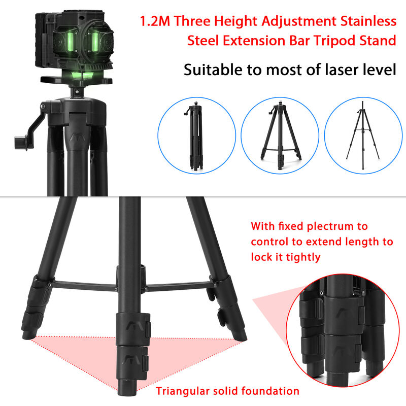 1pc Niveau Laser Horizontal Trépied 1 2 Mètres Support Épais