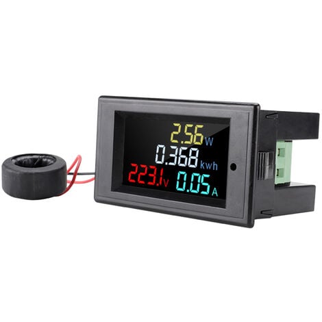 Ampèremètre de Voltmètre, AC 100~300V 0-50A Multifonction Voltmètre  Affichage Numérique à LED avec Transformateur(Rouge Bleu)