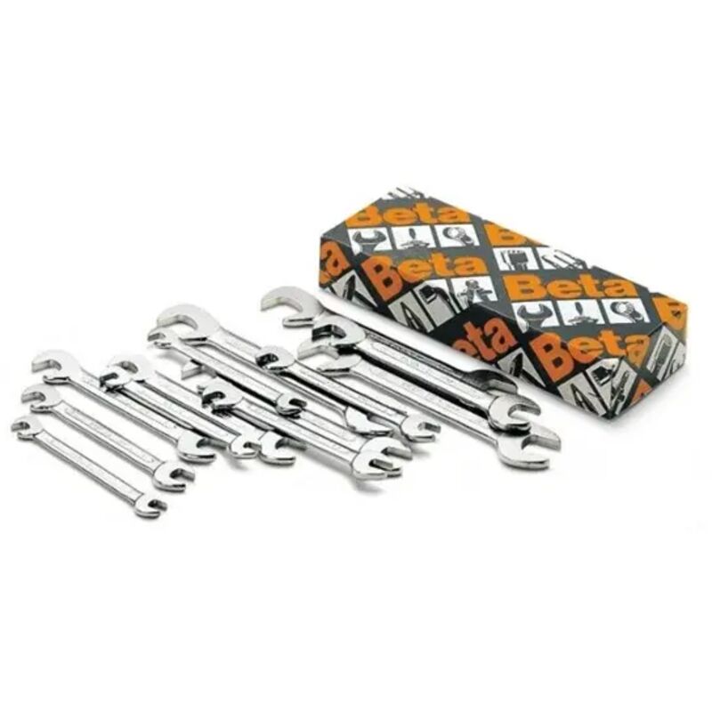 Jeu De 7 Clés Beta Tools 55/SP7 - Doubles Fourches Plates Chromées Sur Support (neuf)