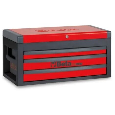 Beta – Servante d'atelier roulante 3 tiroirs 588x277 mm – Charge max 25 kg – Serrure centralisée – Poignées rétractables – Dimensions 70x33x33,4 cm - RSC22