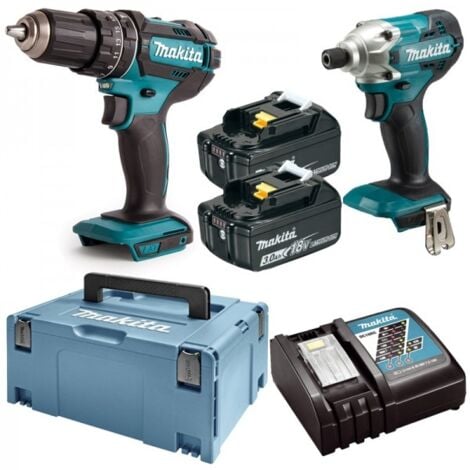 MAKITA DLX2337J Jeu de tournevis, perceuse-visseuse, 2 piles et chargeurs  de batterie - en coffret