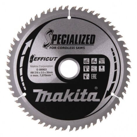 Makita E-08903 Efficut TCT lame de scie à onglet 216x30 mm pour bois (1/5)