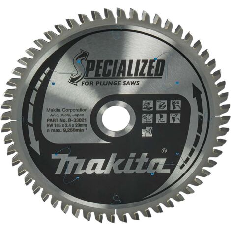 Makita – Lame de scie circulaire 165 mm B33021 – Alésage 20 mm – 56 dents pour aluminium – Technologie anti-vibration pour coupe précise