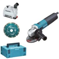 Makita – Meuleuse d'angle 125 mm – Moteur 1400W – Vitesse 12000 tr/min – Protection anti-poussière – Pour béton armé et menuiserie - 9565CRJX2