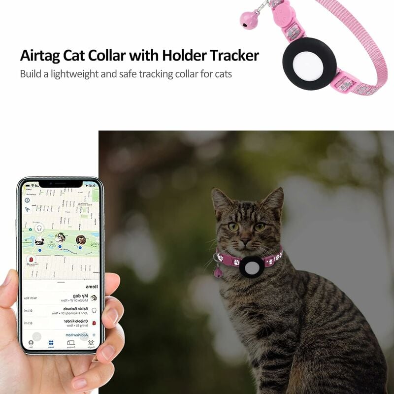Haustiere können Ihrem ve zu Stecken über Sie mit einen das auf AirTag Halsband um in die Ihre My“-App iPhone GPS-Tracker einen leichten Halterung, „Find Anti-Verlust-Tracking-Halsband: erstellen. Sie