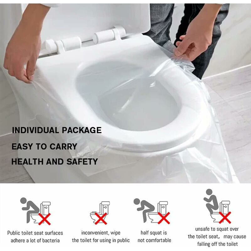 Wasserdichter Einweg-Toilettensitzbezug, tragbarer antibakterieller Einweg- Toilettensitz für Reisen/Schwangere, 50 einzeln verpackt