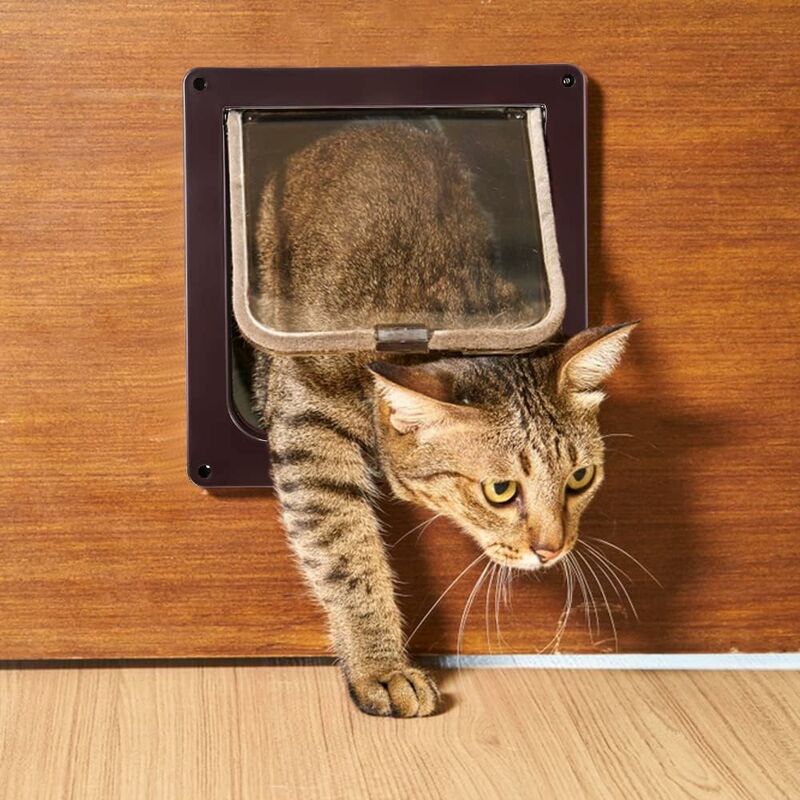 Katzenklappe mit 4-Wege-Magnet, Haustiertür für Katzen und kleine