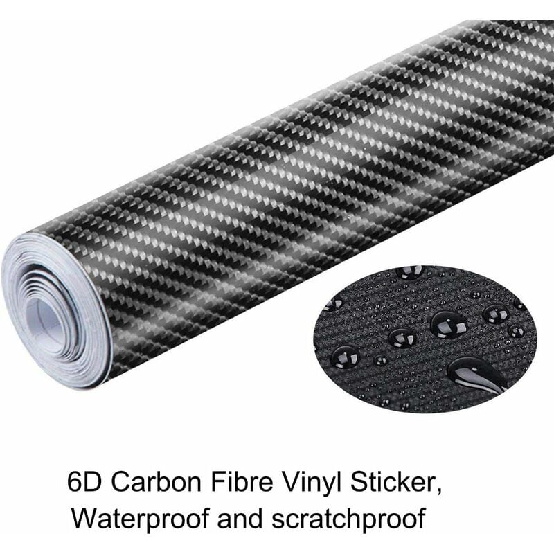 6D-Carbonfaser-Vinylfilm-Aufkleber, wasserfester selbstklebender  Autoaufkleber, mattschwarz, 300 x 30 cm, DIY-Dekoration für Auto, Computer