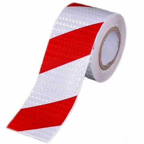 Rotes und weißes Warnband, selbstklebendes reflektierendes Klebeband,  Nachtverkehrswarnung, reflektierender Aufkleber, Auto-Bodenmarkierung, 5 cm  x 25 m