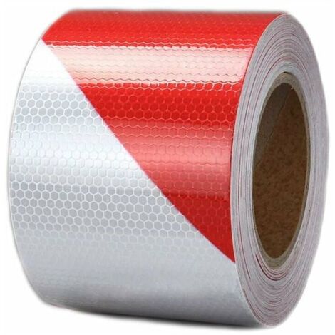 Rotes und weißes Warnband, selbstklebendes reflektierendes Klebeband,  Nachtverkehrswarnung, reflektierender Aufkleber, Auto-Bodenmarkierung, 5 cm  x 25