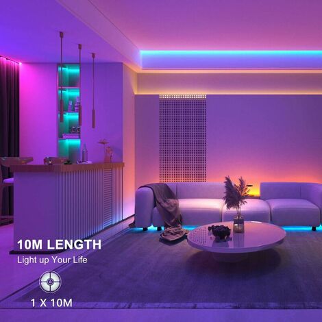 10 m LED-Streifen (1 x 10 m), RGB-LED-Streifen, mehrfarbiges LED-Licht, mit  44