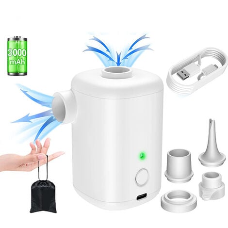 Weiße elektrische Pumpe, 2-in-1, tragbarer kabelloser USB-aufladbarer  Inflator und Deflator, Mini-Luftpumpe mit