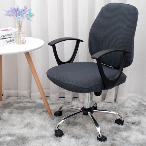 Bürostuhlbezug (grau, 2 Stück), abnehmbarer Stuhlbezug, universeller  moderner minimalistischer Stil, drehbarer Bürostuhlbezug, Drehstuhl-Sessel  – kein Stuhl