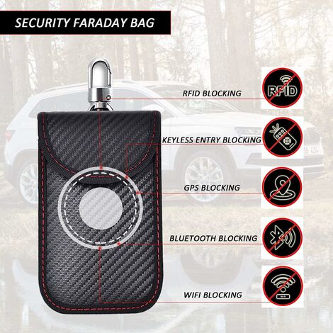 Schwarz – Faraday Signalblockierende Anti-RFID-Autoschlüsselhülle, RFID-Signalblockierende  Tasche für Autoschlüssel, Kohlefaser-Anti-RFID-Schutzhülle (1