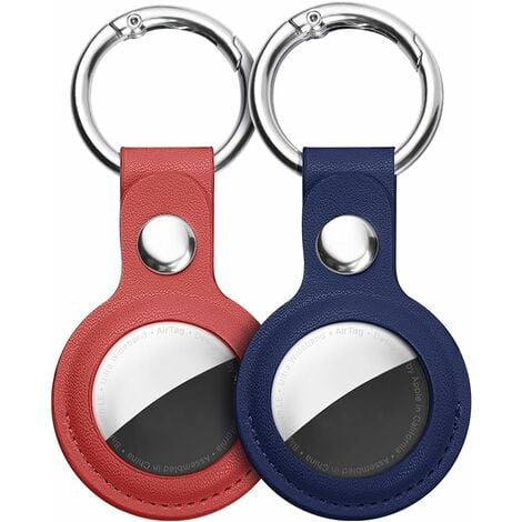 Blau, Rot) AirTag-Schutzhüllen aus Leder, AirTag-Schlüsselhalter