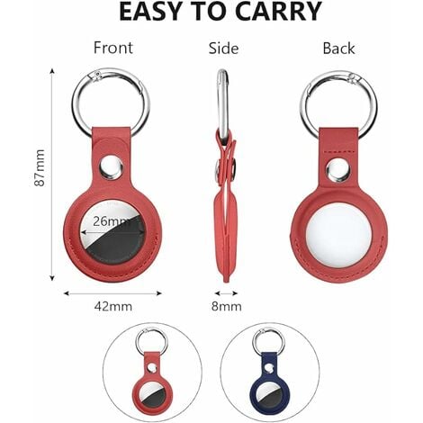 Blau, Rot) AirTag-Schutzhüllen aus Leder, AirTag-Schlüsselhalter, 2 Stück  tragbare, kratzfeste Hülle für AirTags, AirTag
