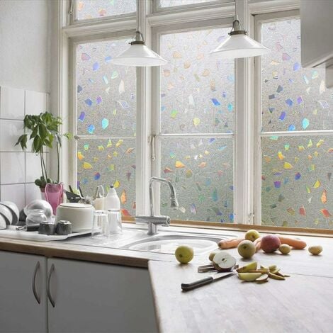 3D-Fensterfolie, farbiger Effekt, Fensterfolie, Verdunkelung, statische  Fensterfolie, selbstklebende Fensterfolie, elektrostatische Fensterfolie  für Dekoration, Türen, Zuhause
