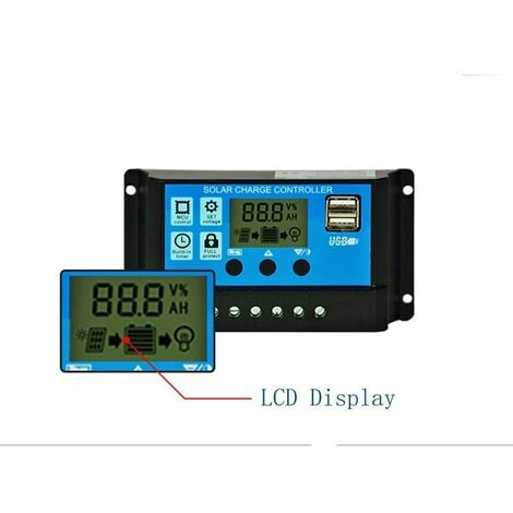 12V/24V 20A Solarpanel-Laderegler LCD-Display PWM USB-Anschluss