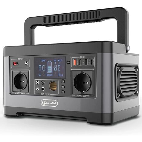 FlashFish 230 V 500 W Solargenerator 520 Wh AC Tragbares Outdoor-Kraftwerk Notfall-Hochleistungsversorgung für Zuhause mit großer Kapazität