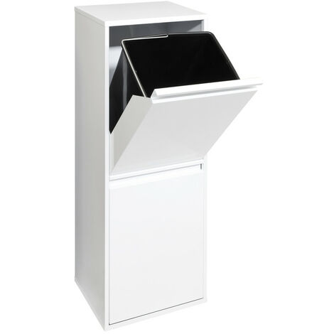 ARREGUI Basic Recycling Abfalleimer / Mülleimer aus Stahl, Mülltrennsystem mit 2 entnehmbaren Inneneimern aus Kunststoff mit Griff 2 x 17L (34 L) Weiß CR201-B