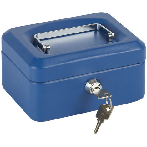 ARREGUI Elegant, Geldkassette aus Stahl, Geldbox, 15 cm breit, Abschließbare Kasse mit Geldeinsatz, Kleine Geldkassette mit Schlüssel und Münzeinsatz / Geldeinsatz, Geldkasse Blau C9215