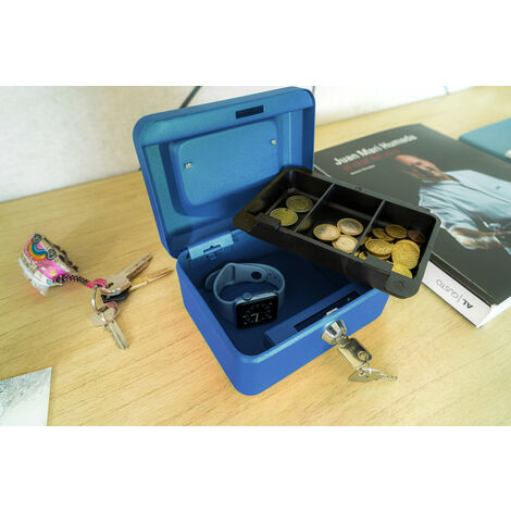 Kleine Geldkassette Aus Stahl - Abschließbar Mit Schlüssel, 11,5x8,5x5,8cm, Silber