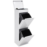 ARREGUI Top Recycling Abfalleimer / Mülleimer aus Stahl mit Aufbewahrungsbox mit Deckel, Mülltrennsystem mit 2 entnehmbaren Inneneimern aus Kunststoff mit Griff, 2 x 17L (34 L) Weiß CR221-B