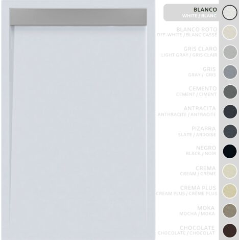SOULBATH Receveur de Douche - Résine - Gel Coat - Texture Lisse/Pierre - Antidérapant - Couleur Blanc 190x80 Extra plat 3Cm Grille Inox (1/5)
