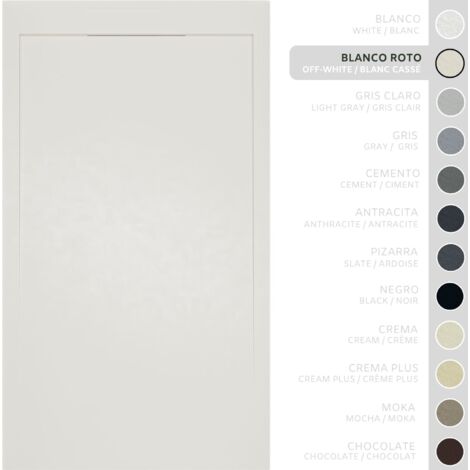 SOULBATH Receveur de Douche Ultra-Plat Antidérapant – Résine Gel Coat - Texture Lisse/Pierre – BLANC CASSÉ - 140X70 - Grille intégré même couleur (1/5)