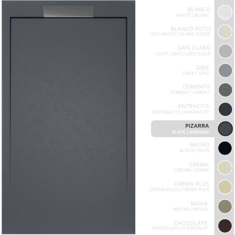 SOULBATH Receveur de Douche - Résine - Gel Coat - Texture Lisse/Pierre - ARDOISE - Antidérapant- 140x80 Extra plat 3cm- Conception Élégante (1/5)