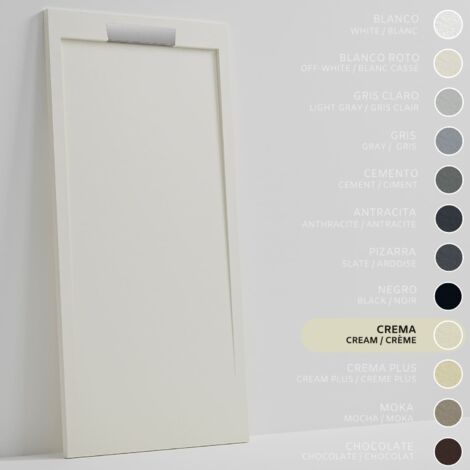 SOULBATH Receveur de Douche - Résine - Gel Coat - Texture Lisse/Pierre - CRÈME- Antidérapant- 120x80 Extra plat 3cm- Conception Élégante (1/5)