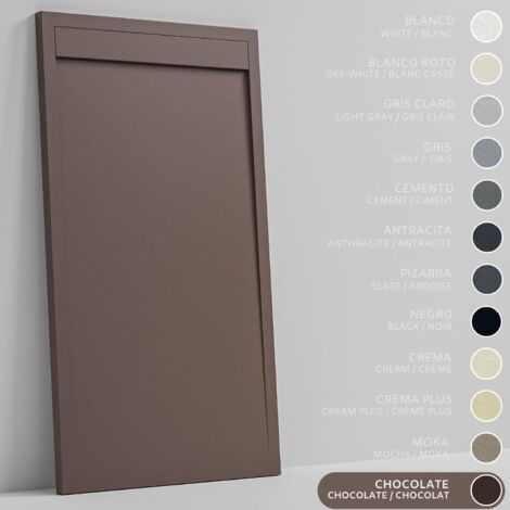 SOULBATH Receveur de Douche -Résine -Gel Coat -Texture Lisse/Pierre -Antidérapant -Couleur Chocolat 180x80 Extra plat 3Cm Conception Minimaliste