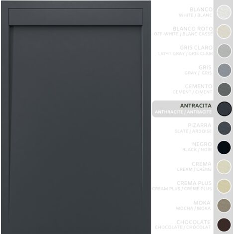 SOULBATH Receveur de Douche -Résine -Gel Coat -Texture Lisse/Pierre -Antidérapant -Couleur Anthracite 160x80 Extra plat 3Cm Conception Minimaliste
