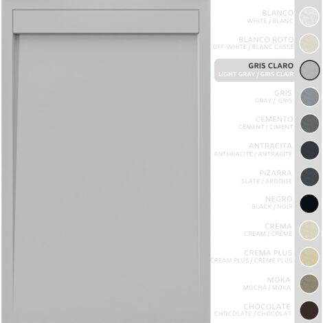 SOULBATH Receveur de Douche -Résine -Gel Coat -Texture Lisse/Pierre -Antidérapant -Couleur Gris Clair 160X70 Extra plat 3Cm Conception Minimaliste
