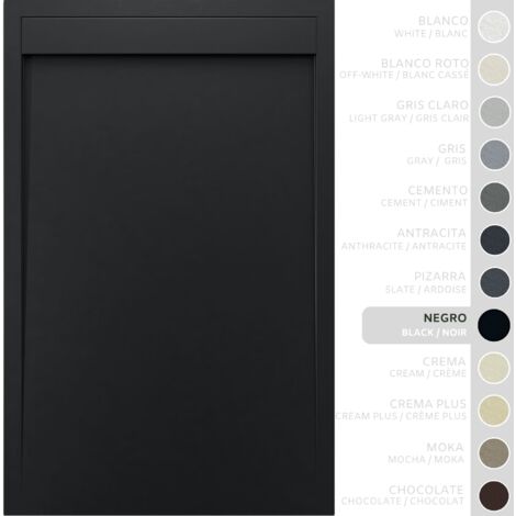 SOULBATH Receveur de Douche -Résine -Gel Coat -Texture Lisse/Pierre -Antidérapant -Couleur Noir 110x90 Extra plat 3Cm Conception Minimaliste