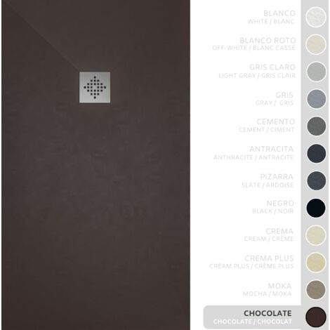 SOULBATH Receveur de Douche -Résine -Gel Coat -Texture Lisse/Pierre -Antidérapant -Couleur Chocolat - 90x80- Extra plat 3cm. Bonde de Vidage incluse - Standard (1/5)