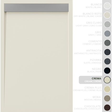 SOULBATH Receveur de Douche - Résine - Gel Coat - Texture Lisse/Pierre - Antidérapant - Couleur Crème  120x80 Extra plat 3Cm Grille Inox (1/5)