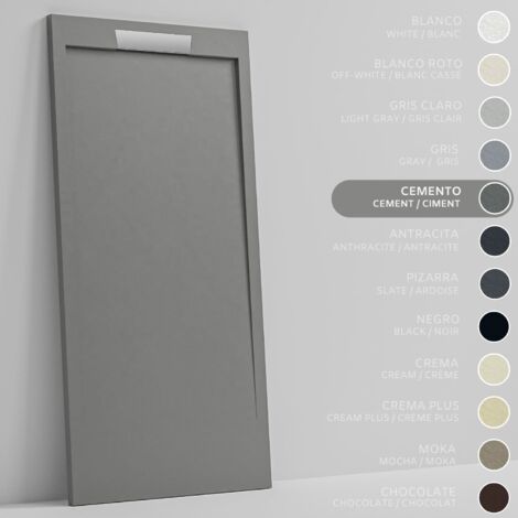 SOULBATH Receveur de Douche - Résine - Gel Coat - Texture Lisse/Pierre - GRIS CIMENT- Antidérapant- 130x90 Extra plat 3cm- Conception Élégante (1/5)