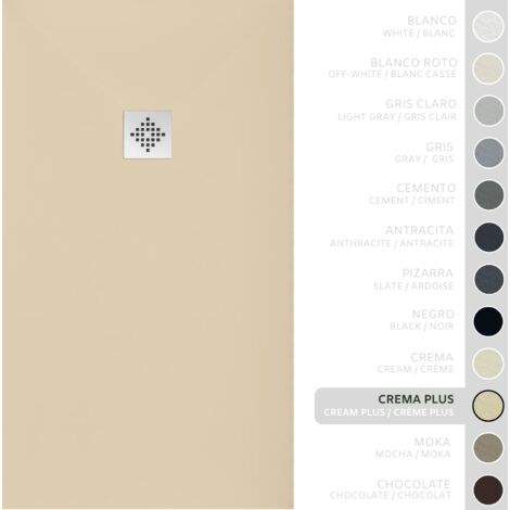 SOULBATH Receveur de Douche -Résine -Gel Coat -Texture Lisse/Pierre -Antidérapant -Couleur Crème Intense - 150x80- Extra plat 3cm. Bonde de Vidage incluse - Standard (1/5)