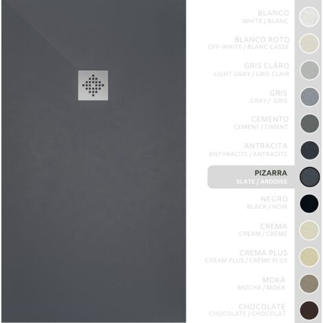 SOULBATH Receveur de Douche -Résine -Gel Coat -Texture Lisse/Pierre -Antidérapant -Couleur Ardoise - 140x80- Extra plat 3cm. Bonde de Vidage incluse - Standard (1/5)